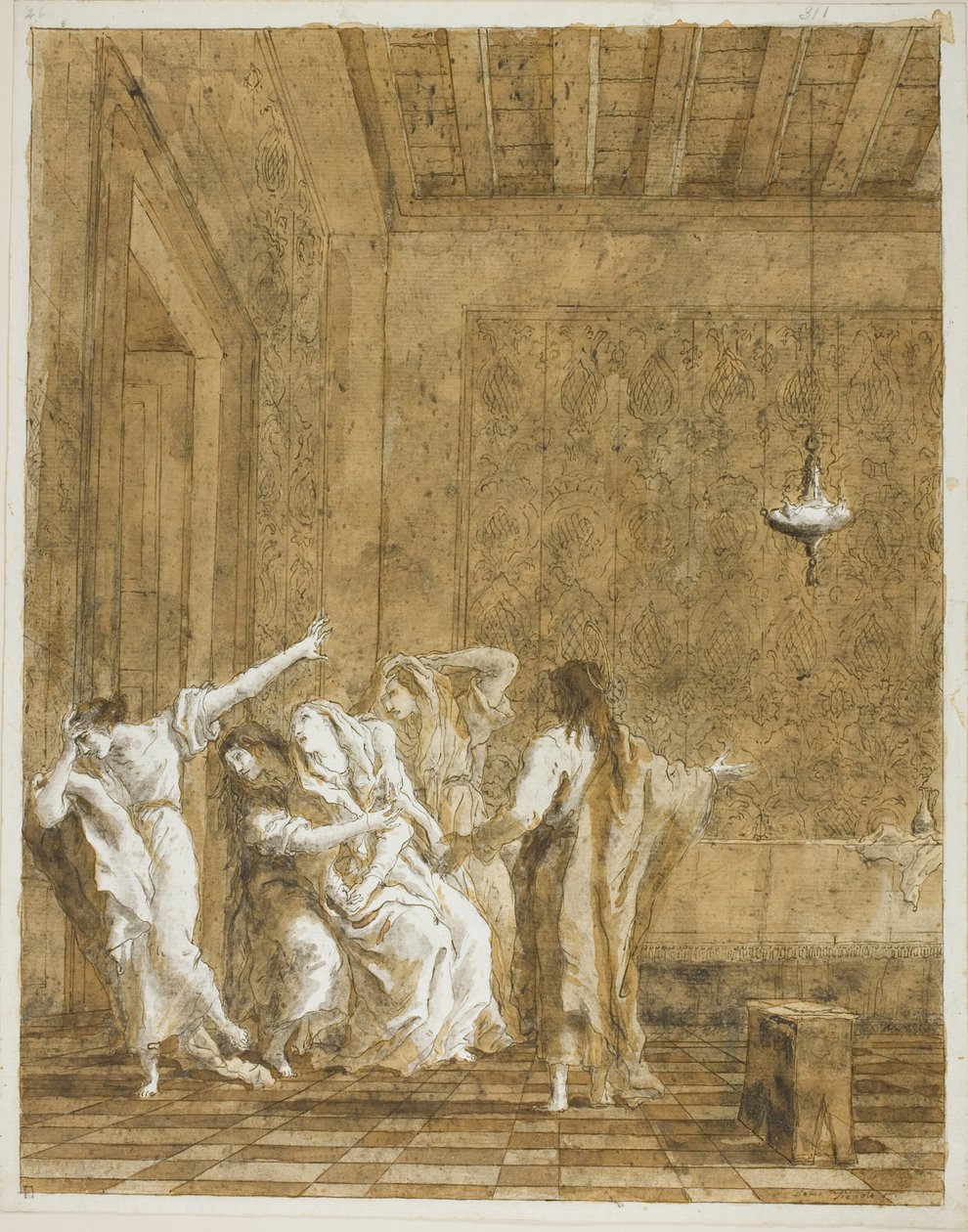 Ježíš v domě Jairus od Giovanni Domenico Tiepolo