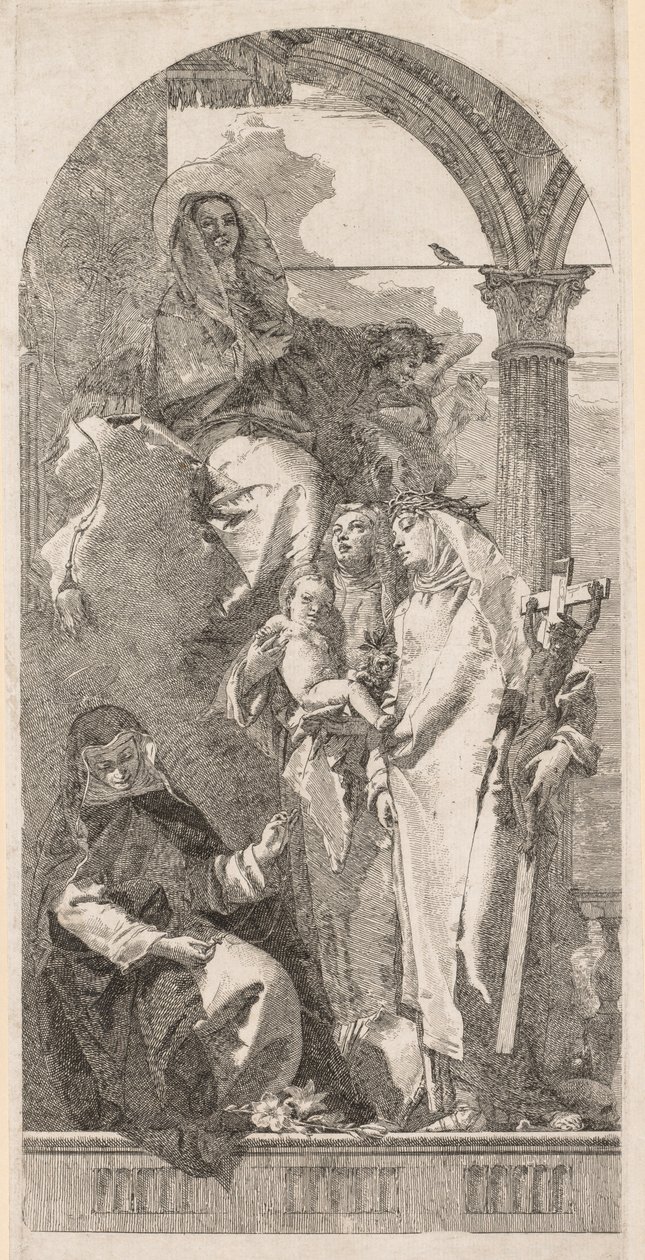Madona se svatými Anežkou, Kateřinou a Rosou. od Giovanni Domenico Tiepolo