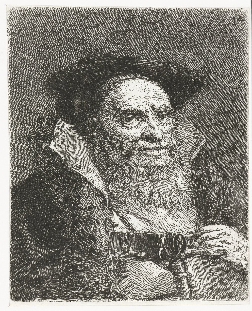 Muž s baretem Sbírka hlav (název série) Raccolta di Teste (název série) od Giovanni Domenico Tiepolo