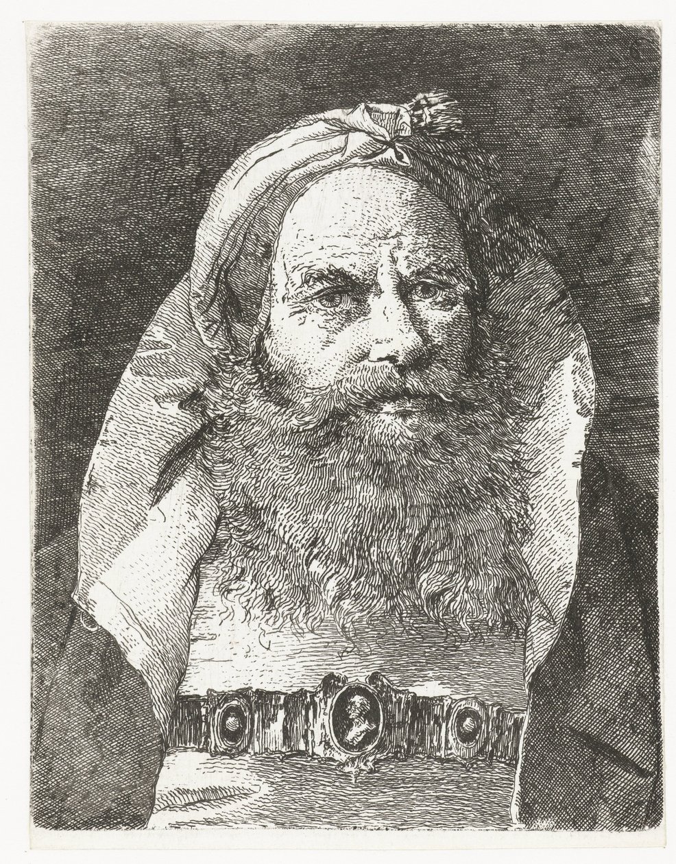 Muž s malým turbanem Sbírka hlav (název série) Raccolta di Teste (název série) od Giovanni Domenico Tiepolo