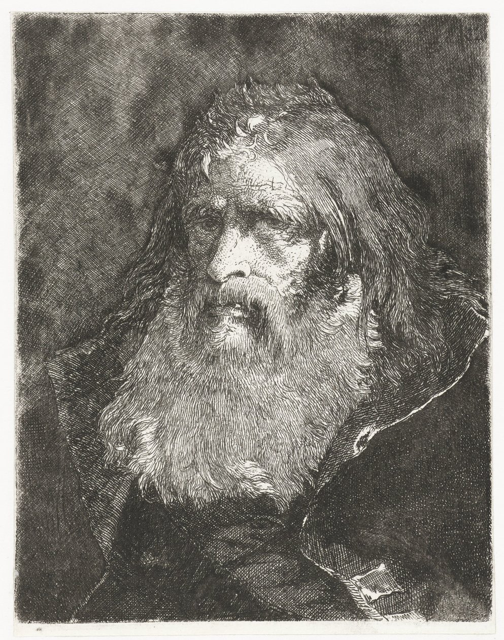 Muž s dlouhými vlasy a bez pokrývky hlavy Sbírka hlav (název série) Raccolta di Teste (název série) od Giovanni Domenico Tiepolo