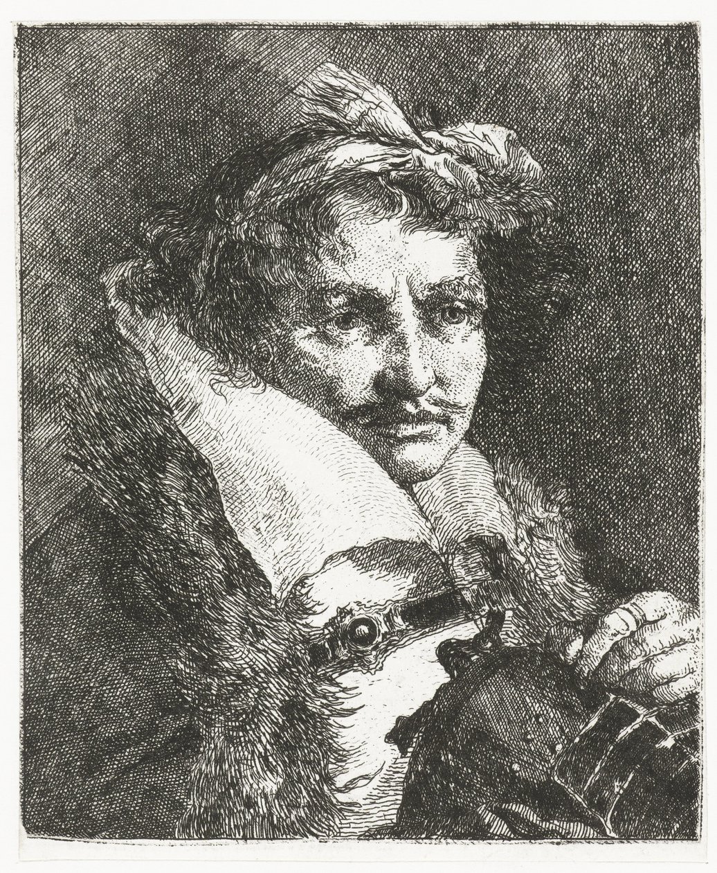 Muž s knírem a helmou Sbírka hlav (název série) Raccolta di Teste (název série) od Giovanni Domenico Tiepolo