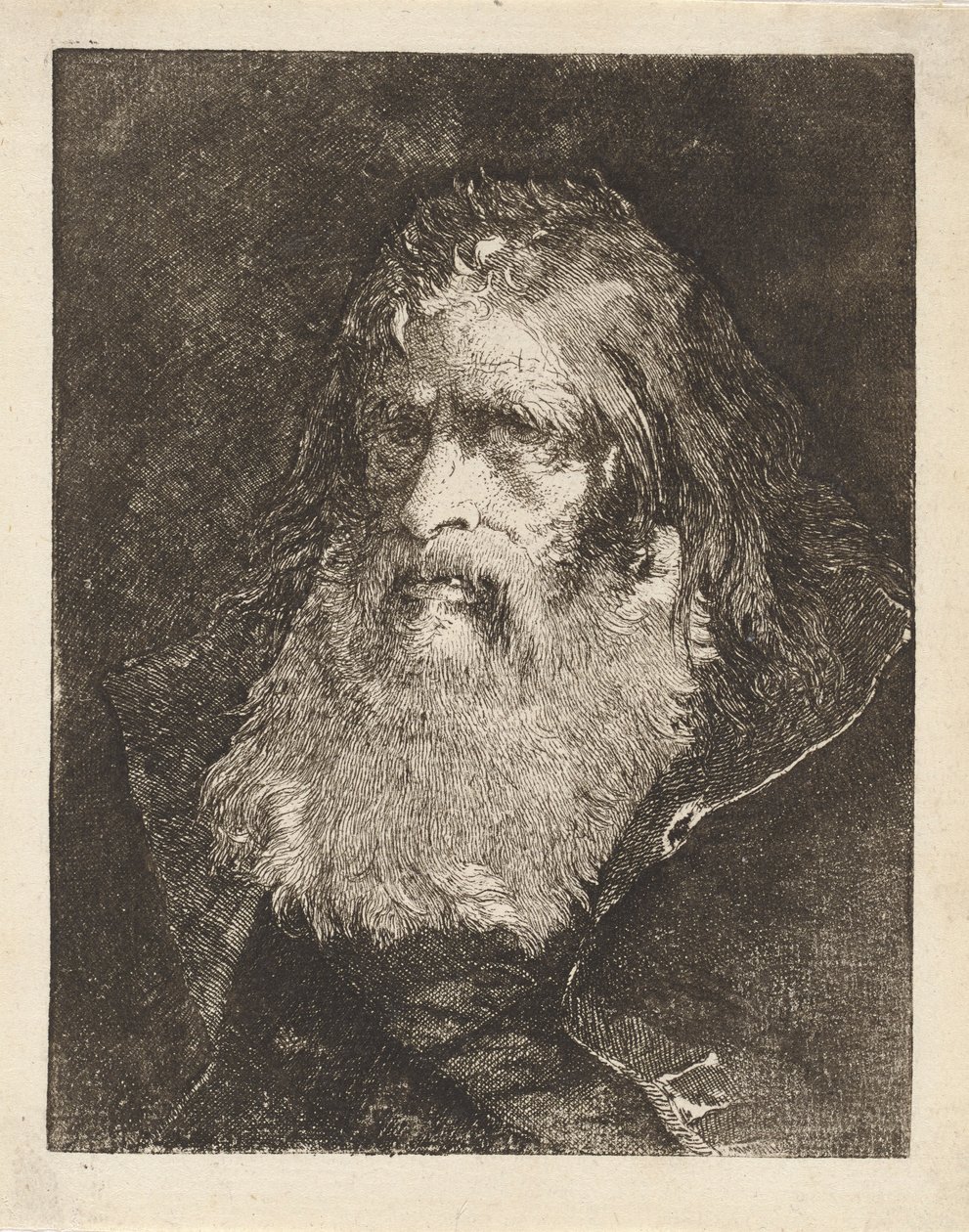 Starý muž s holou hlavou, z Raccolta di Teste (Sbírka hlav) od Giovanni Domenico Tiepolo