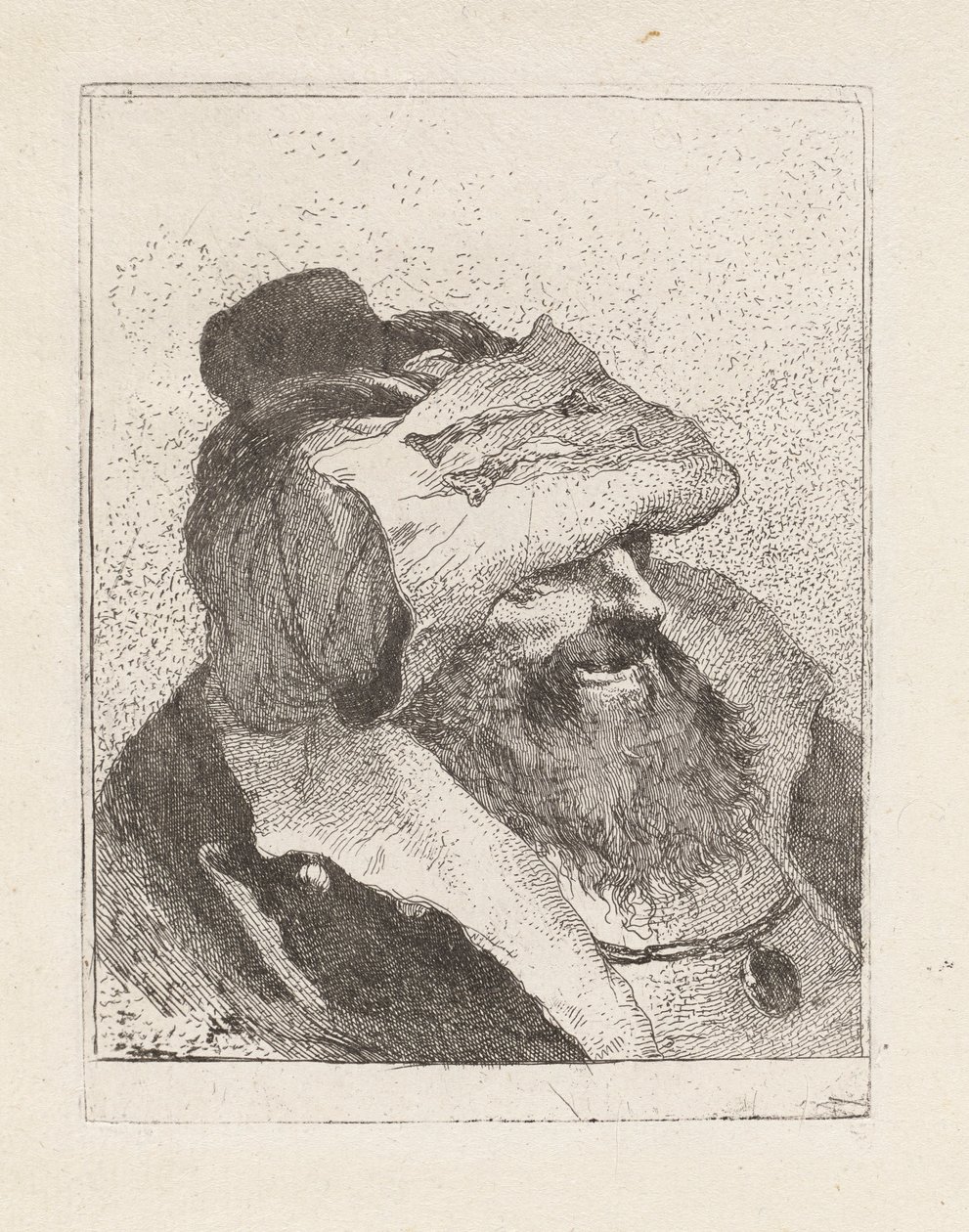 Starý muž s kloboukem na čele, z Raccolta di Teste (Sbírka hlav) od Giovanni Domenico Tiepolo