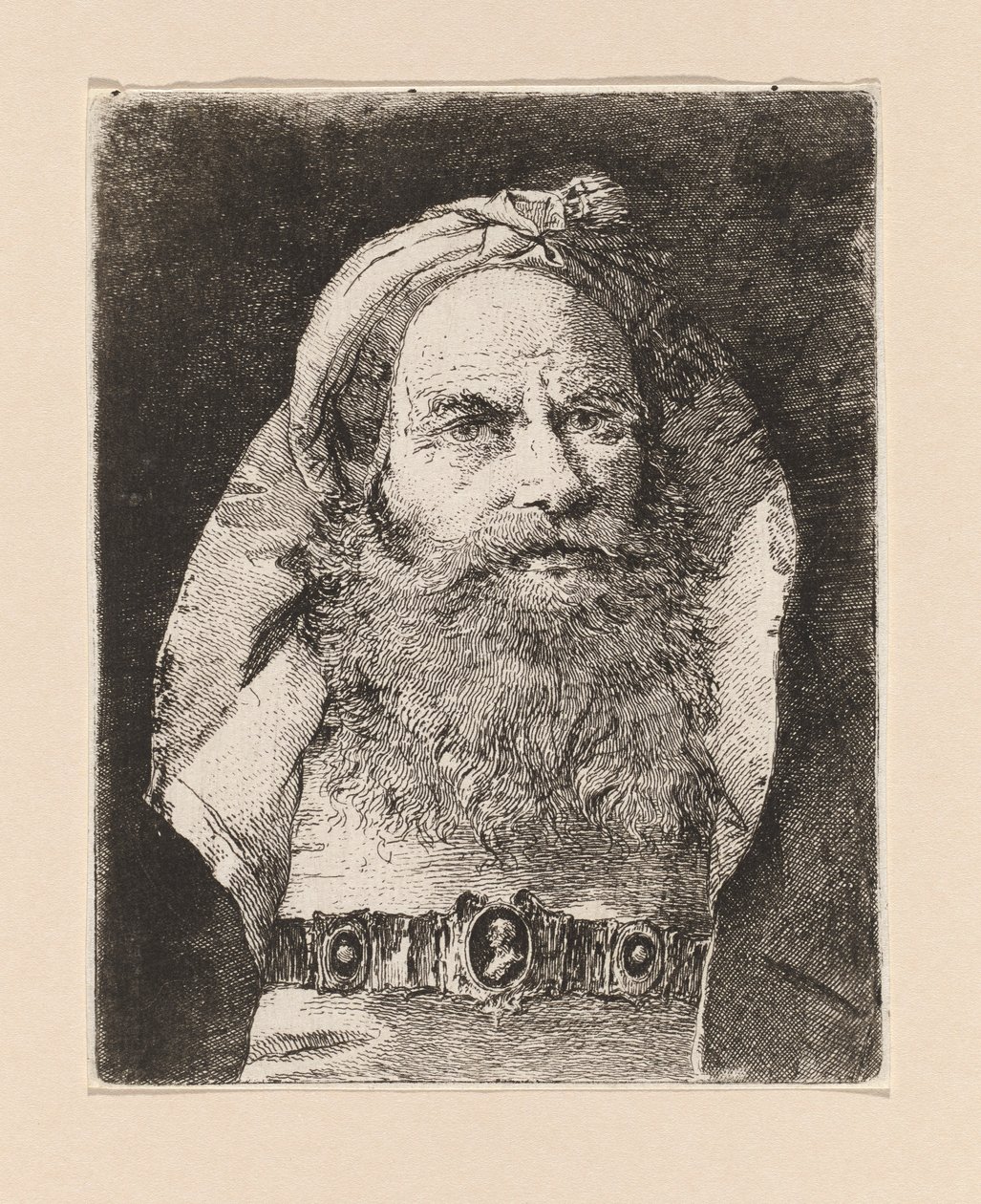 Starý muž s malým turbanem, z Raccolta di Teste (Sbírka hlav) od Giovanni Domenico Tiepolo