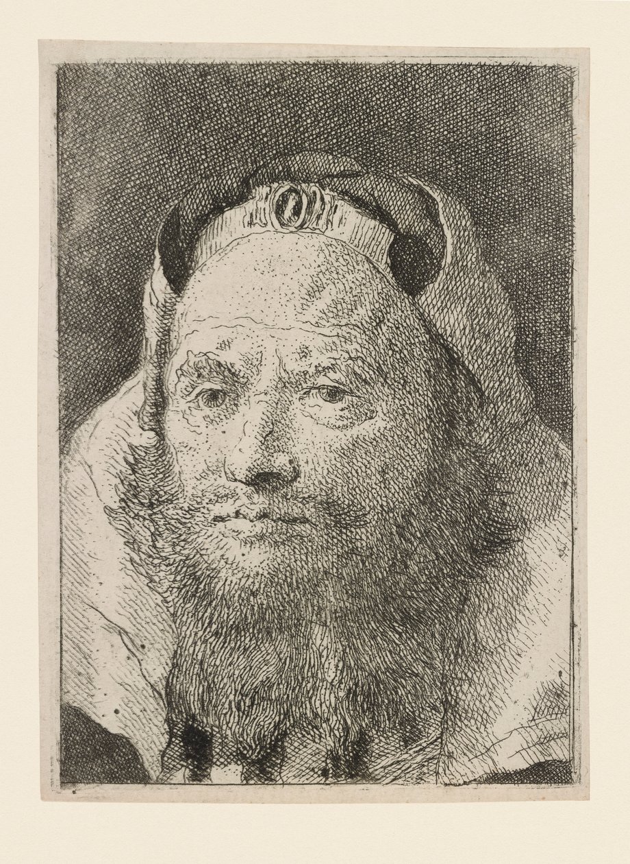 Starý muž s plnovousem, z Raccolta di Teste (Sbírka hlav) od Giovanni Domenico Tiepolo