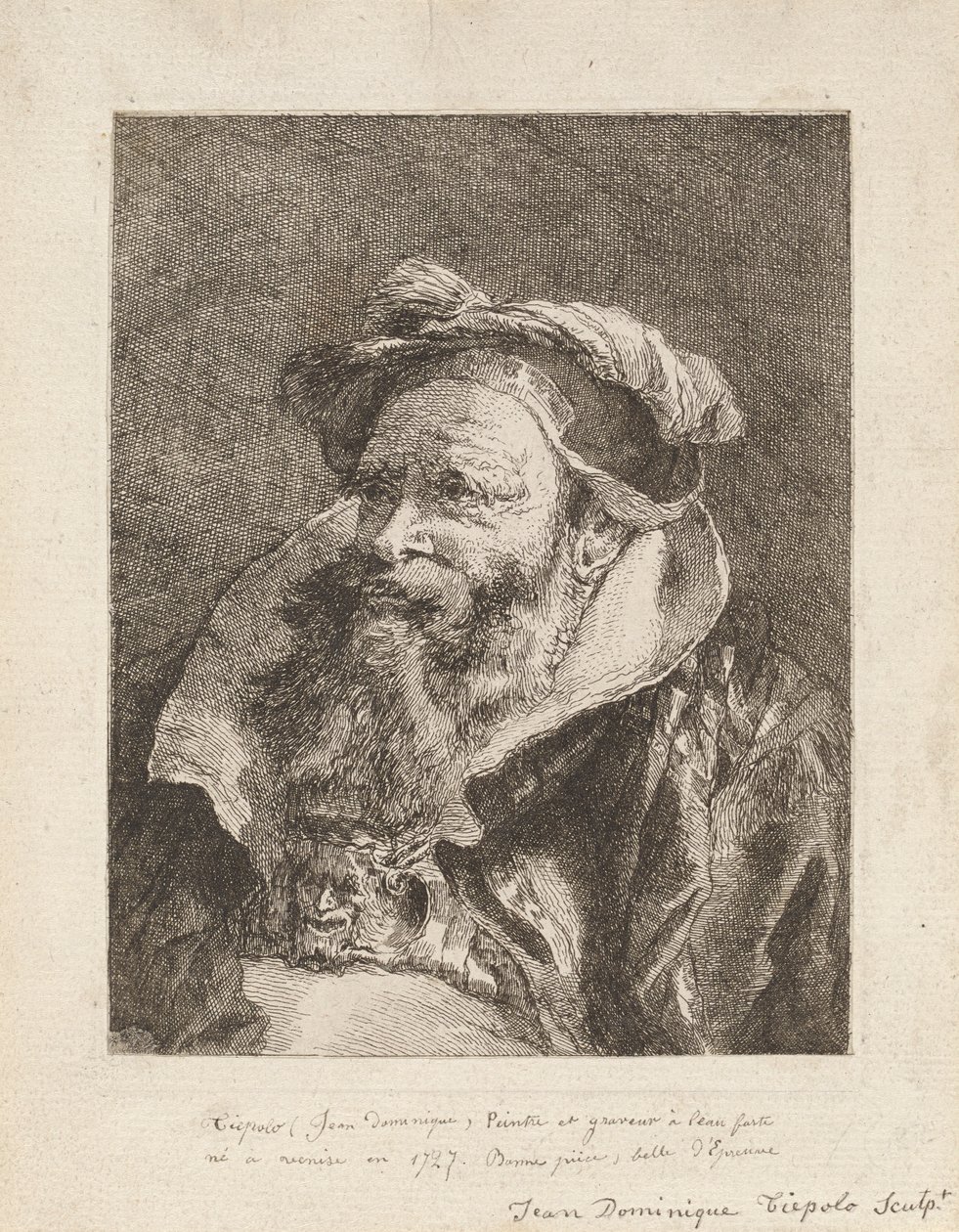 Starý muž s plnovousem, z Raccolta di Teste (Sbírka hlav) od Giovanni Domenico Tiepolo