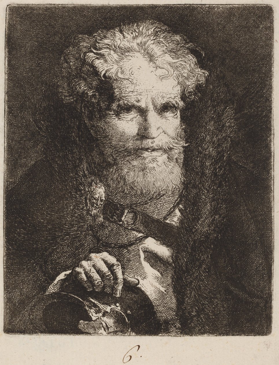 Starý muž s helmou od Giovanni Domenico Tiepolo