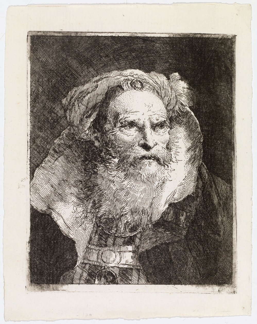 Starý muž s turbanem, otočený doprava od Giovanni Domenico Tiepolo