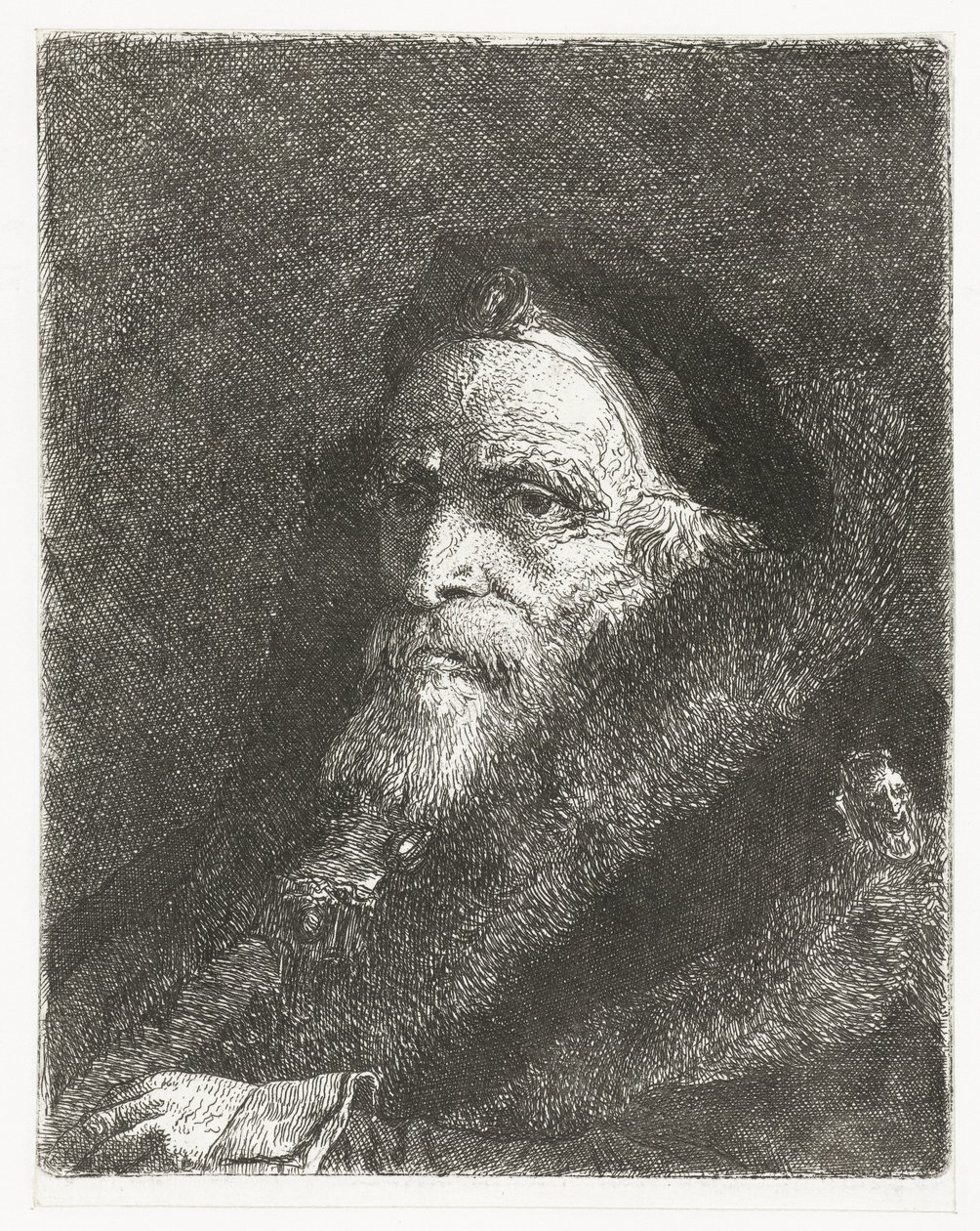 Starý muž v kožichu Sbírka hlav (název série) Raccolta di Teste (název série) od Giovanni Domenico Tiepolo