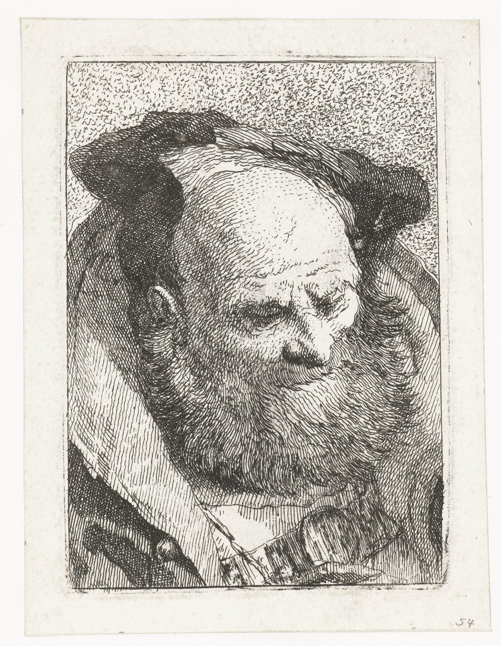 Starý muž s vousy Sbírka hlav (název série) Raccolta di Teste (název série) od Giovanni Domenico Tiepolo