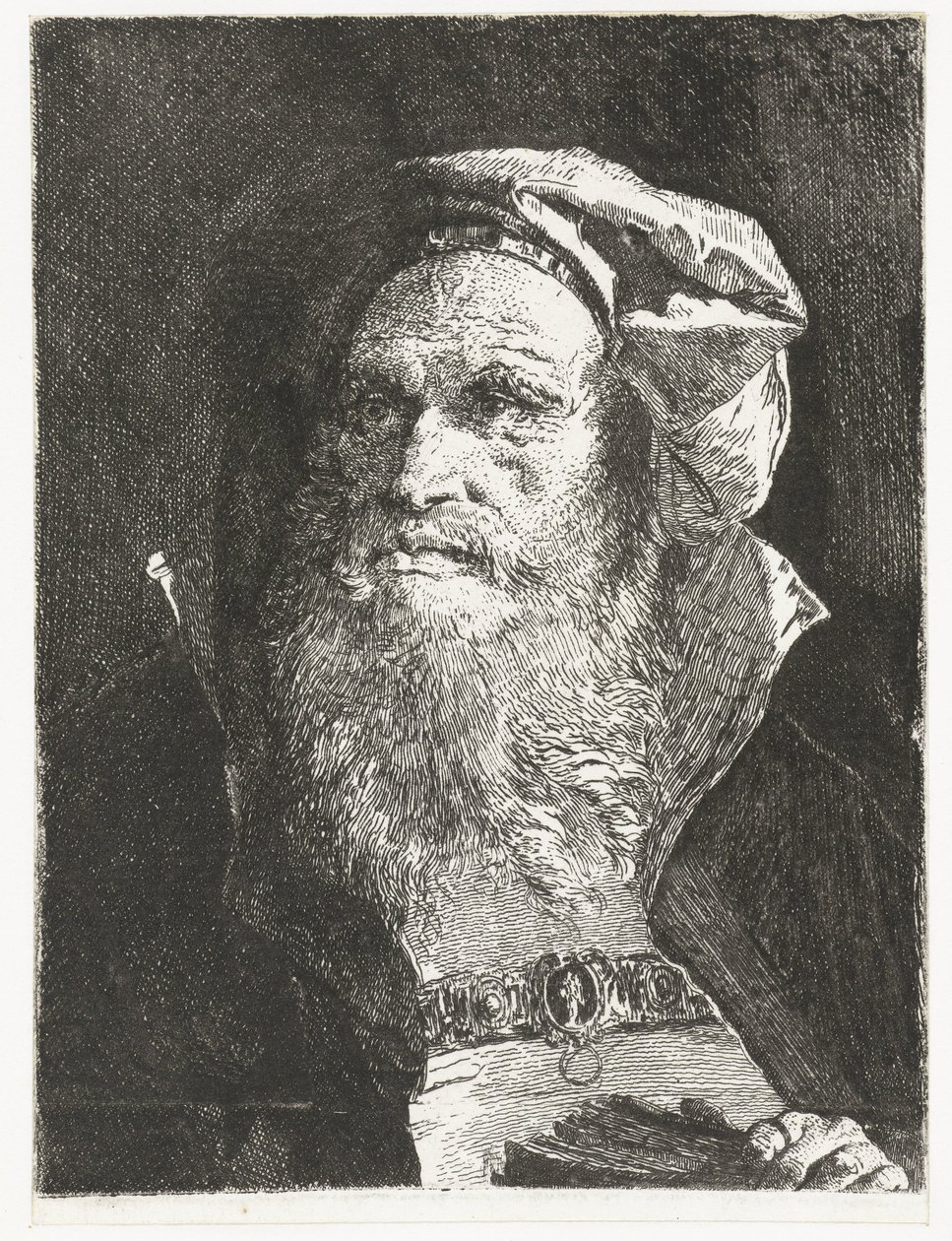 Starý muž s plnovousem a knihou Sbírka hlav (název série) Raccolta di Teste (název série) od Giovanni Domenico Tiepolo