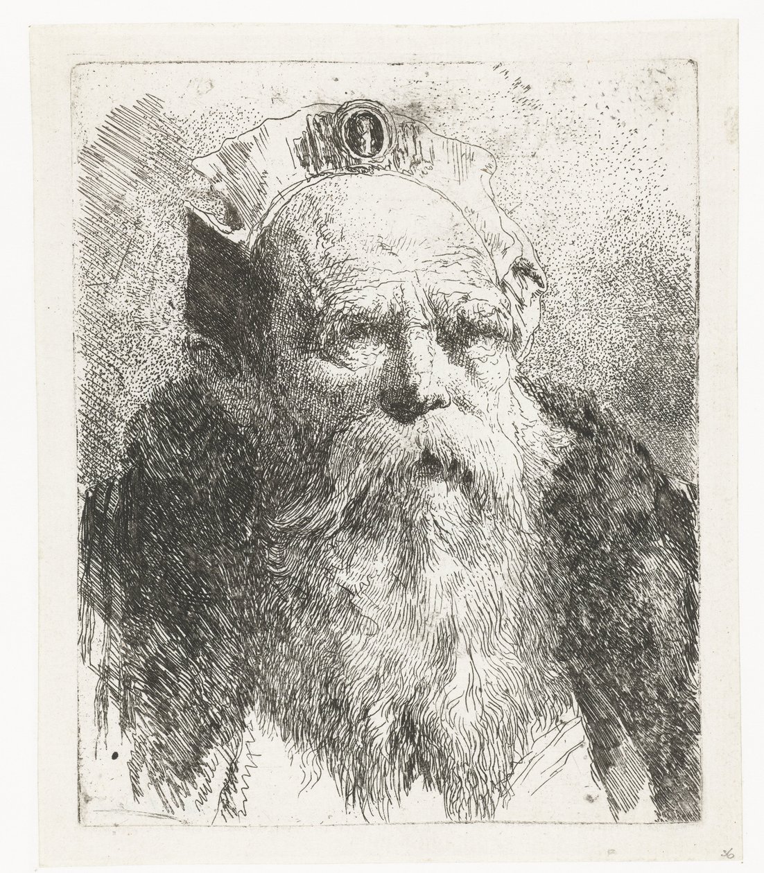 Starý muž s vousy a kloboukem se šperky Sbírka hlav (název série) Raccolta di Teste (název série) od Giovanni Domenico Tiepolo