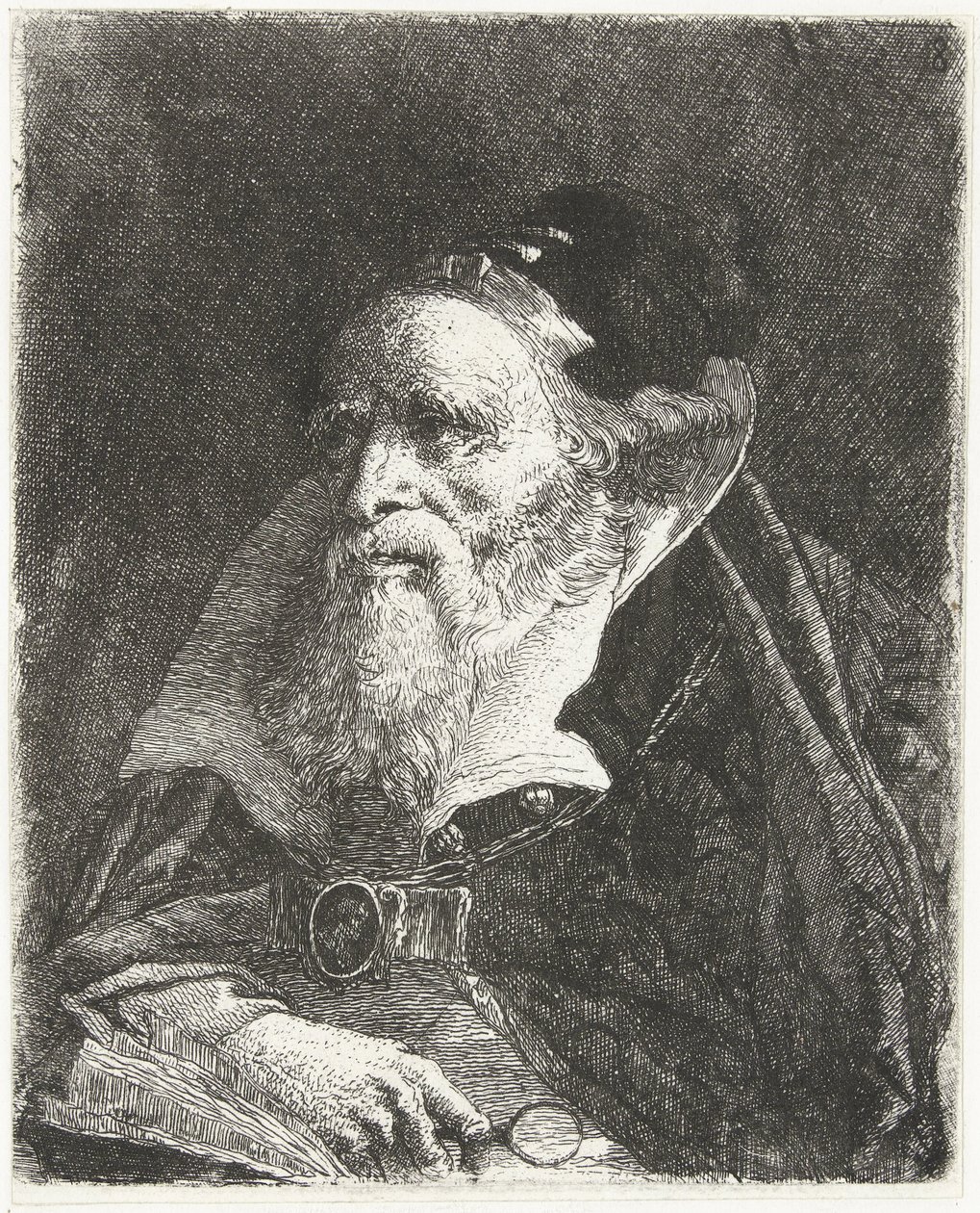 Starý muž s knihou a lupou Sbírka hlav (název série) Raccolta di Teste (název série) od Giovanni Domenico Tiepolo