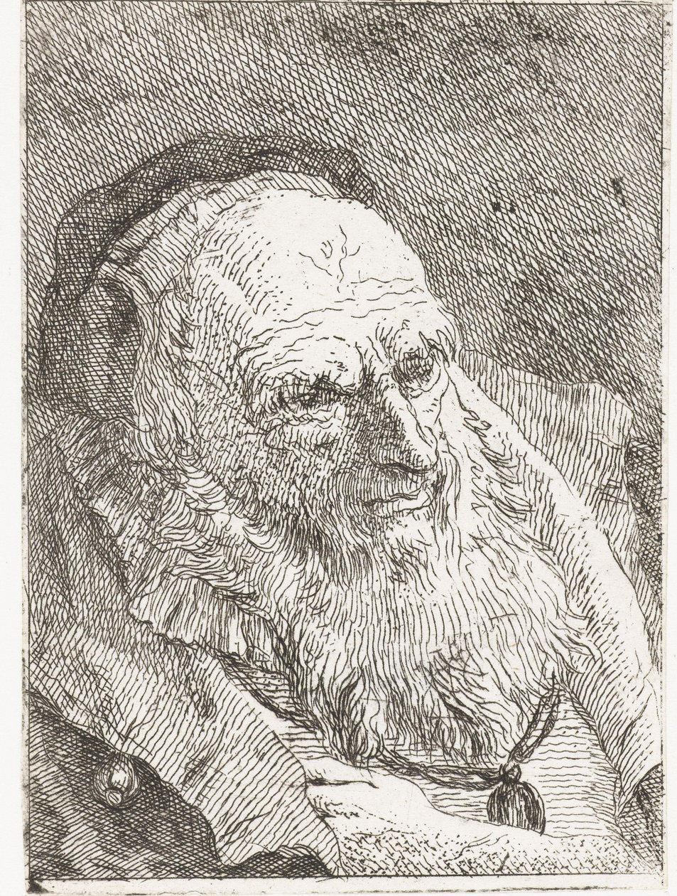 Starý muž s rukou zastrčenou pod plášťem od Giovanni Domenico Tiepolo