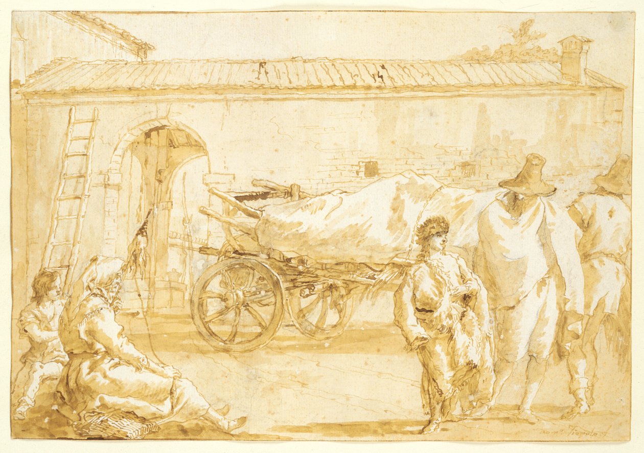 Rolníci s farmářským povozem od Giovanni Domenico Tiepolo