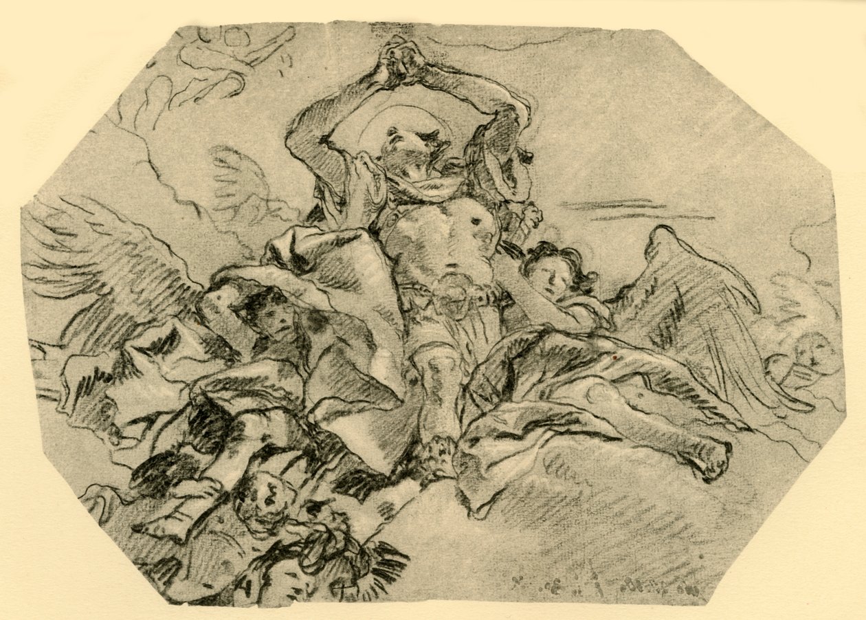 Modlící se svatý obklopený anděly, 1762, 1928 od Giovanni Domenico Tiepolo