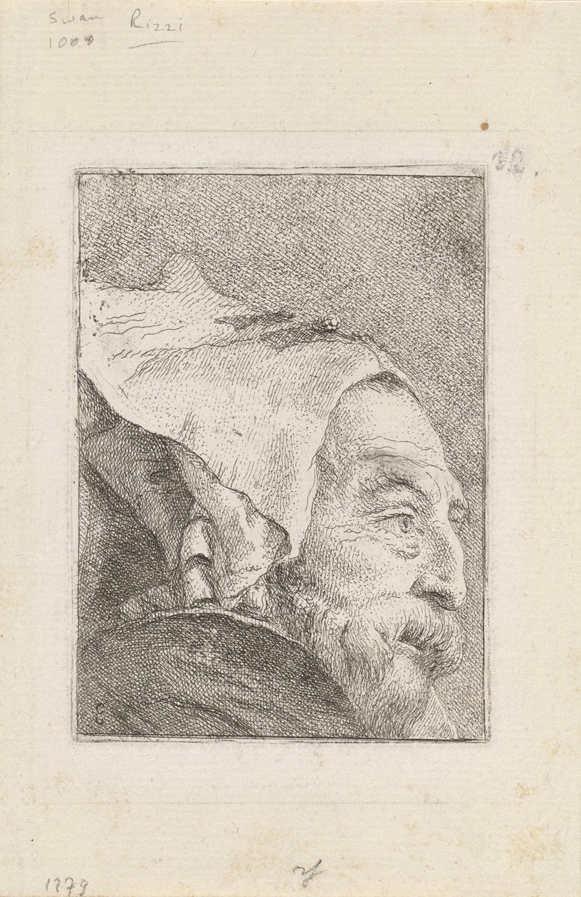 Profil starého muže z Raccolta di Teste (sbírka hlav) od Giovanni Domenico Tiepolo
