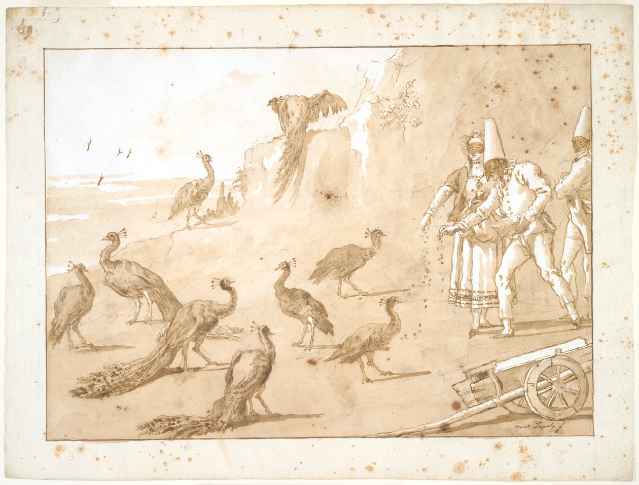 Punchinello Krmení pávů od Giovanni Domenico Tiepolo