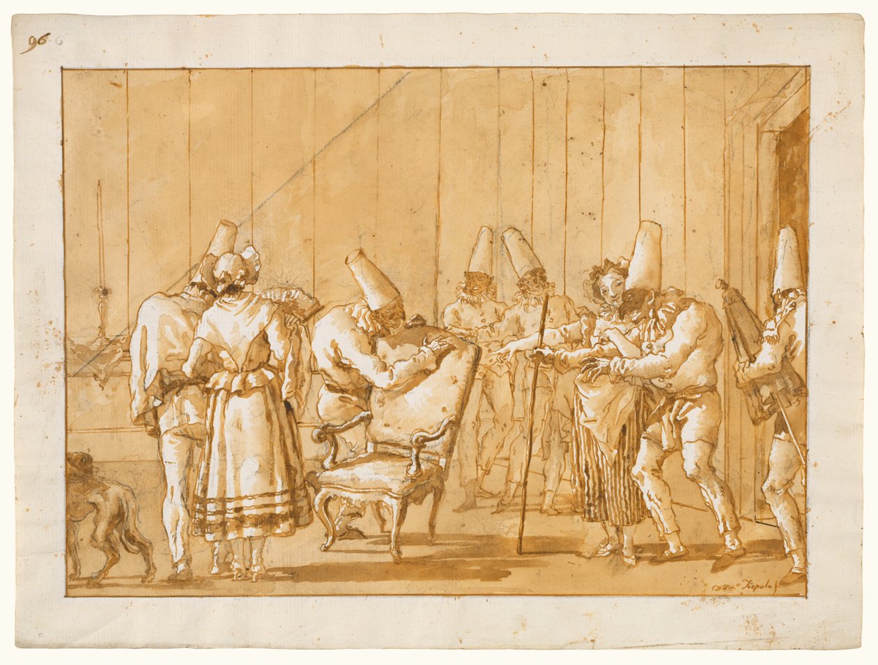 Punchinellovi pomohou usednout na židli od Giovanni Domenico Tiepolo