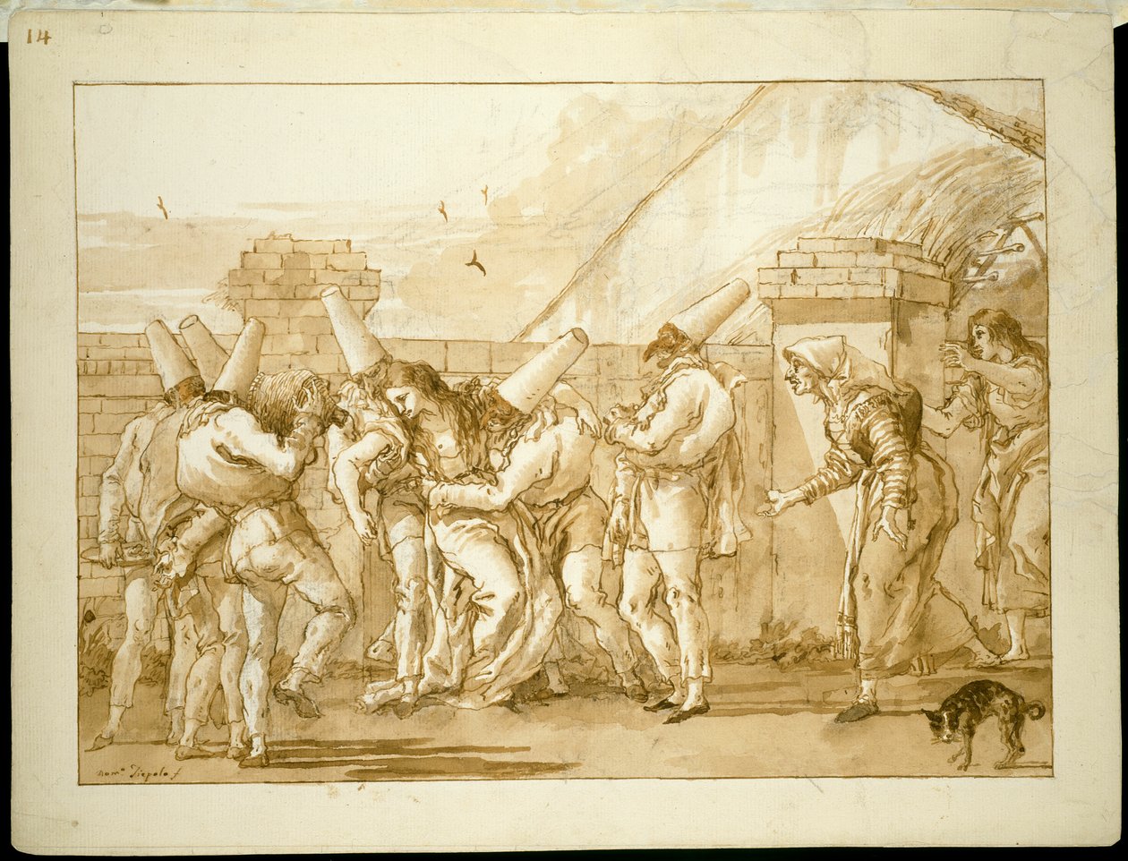 Punchinellova milenka omdlívá od Giovanni Domenico Tiepolo