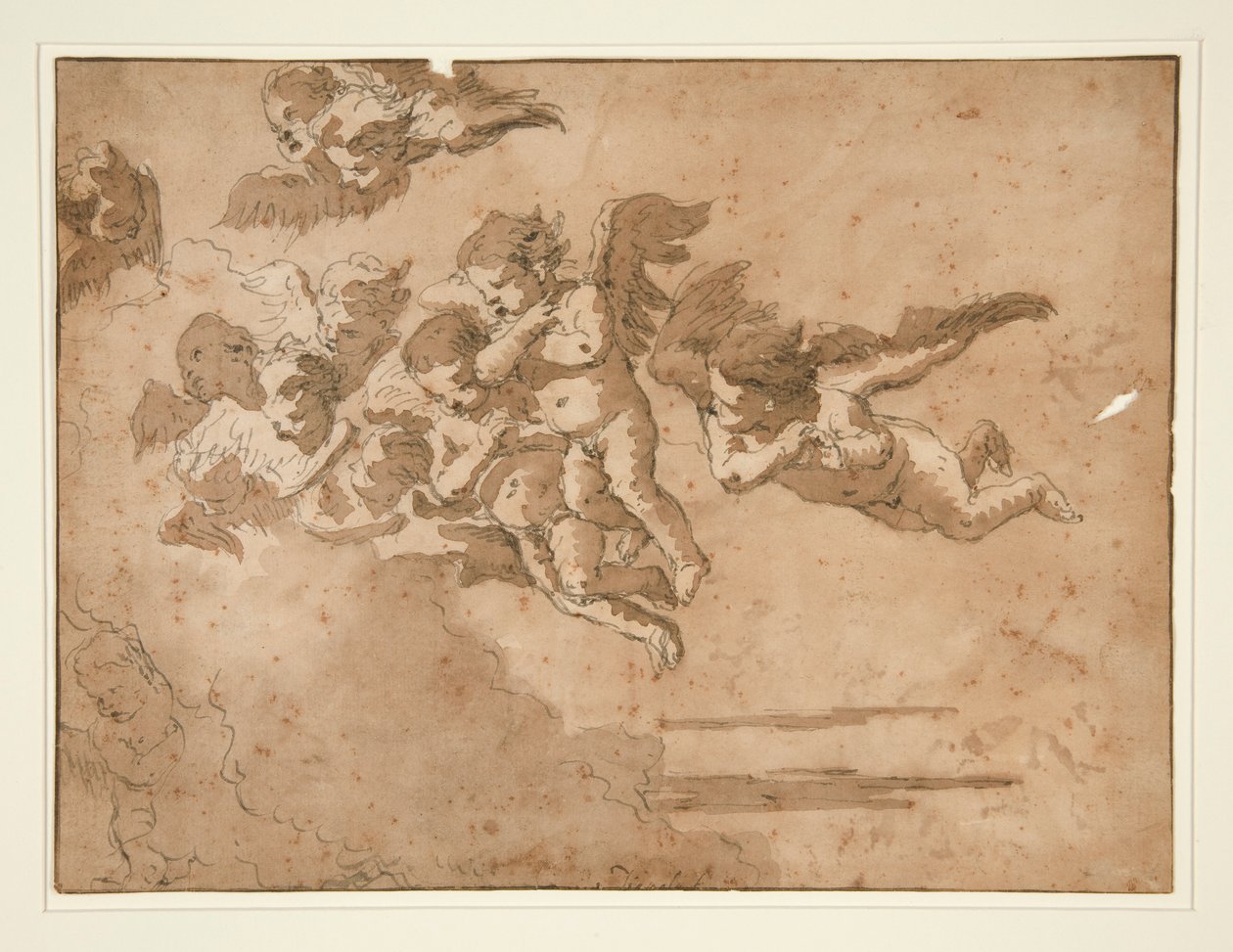 Putti létající v oblacích od Giovanni Domenico Tiepolo