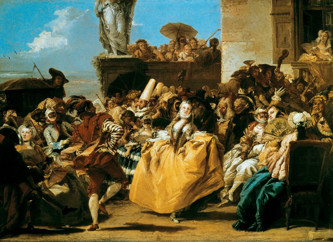 Scéna z karnevalu nebo Le menuet 1754 od Giovanni Domenico Tiepolo