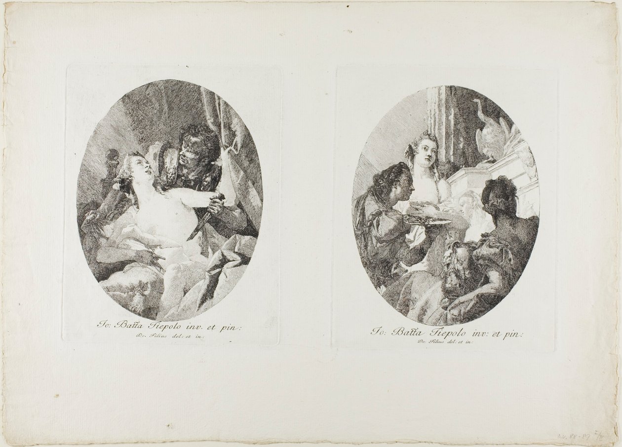 Tarquin a Lucretia a Kleopatra poctěni dary od Giovanni Domenico Tiepolo
