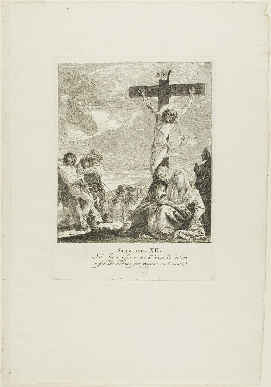 Ukřižování, dvanáctá deska z křížové cesty od Giovanni Domenico Tiepolo