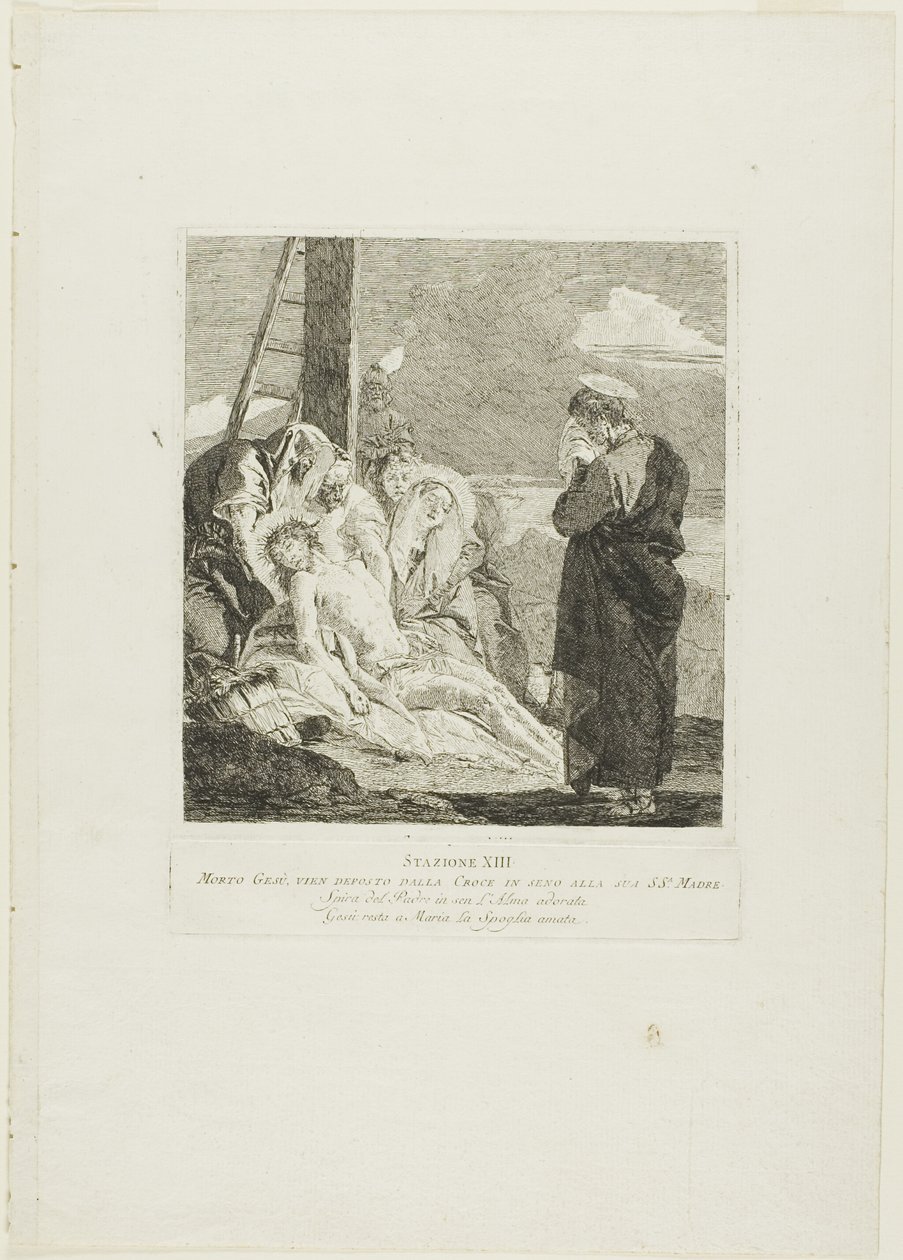 Sesazení, třináctá deska z křížové cesty od Giovanni Domenico Tiepolo