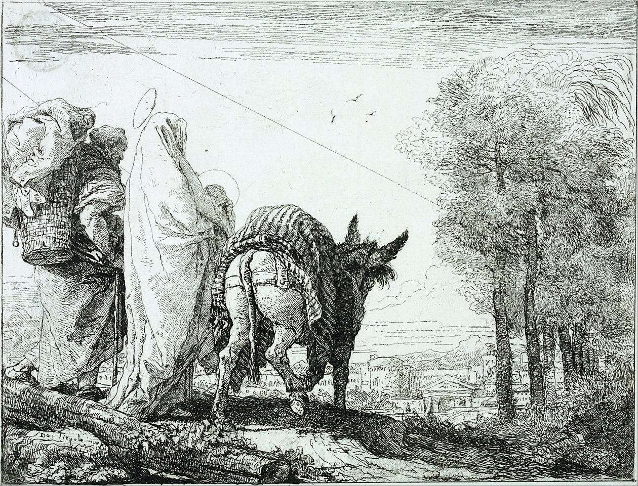 Útěk do Egypta od Giovanni Domenico Tiepolo