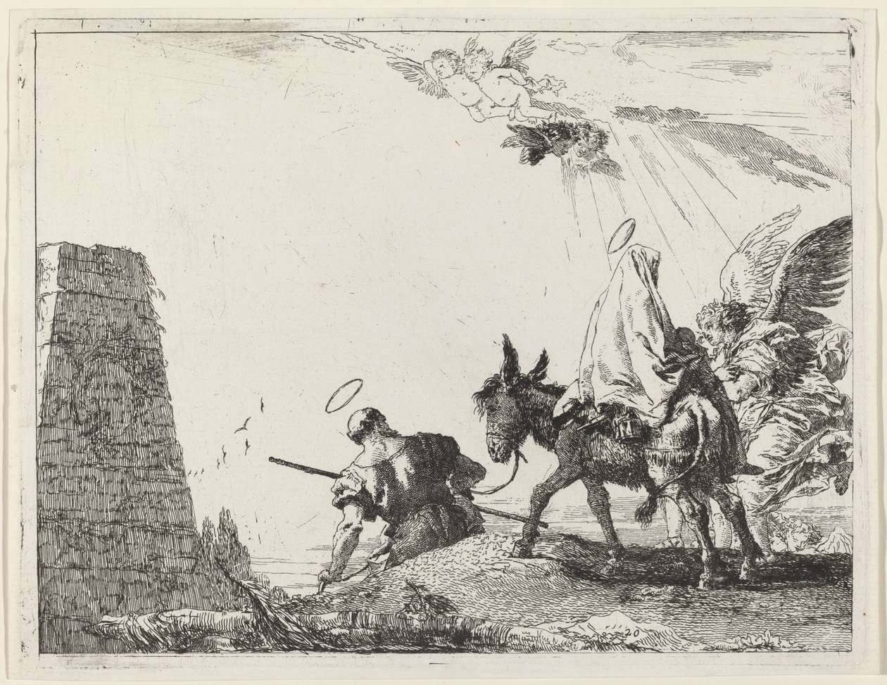 Let s obeliskem vlevo od Giovanni Domenico Tiepolo