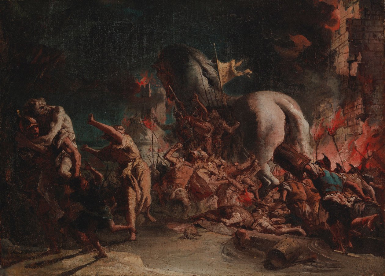 Řekové plenící Tróju od Giovanni Domenico Tiepolo