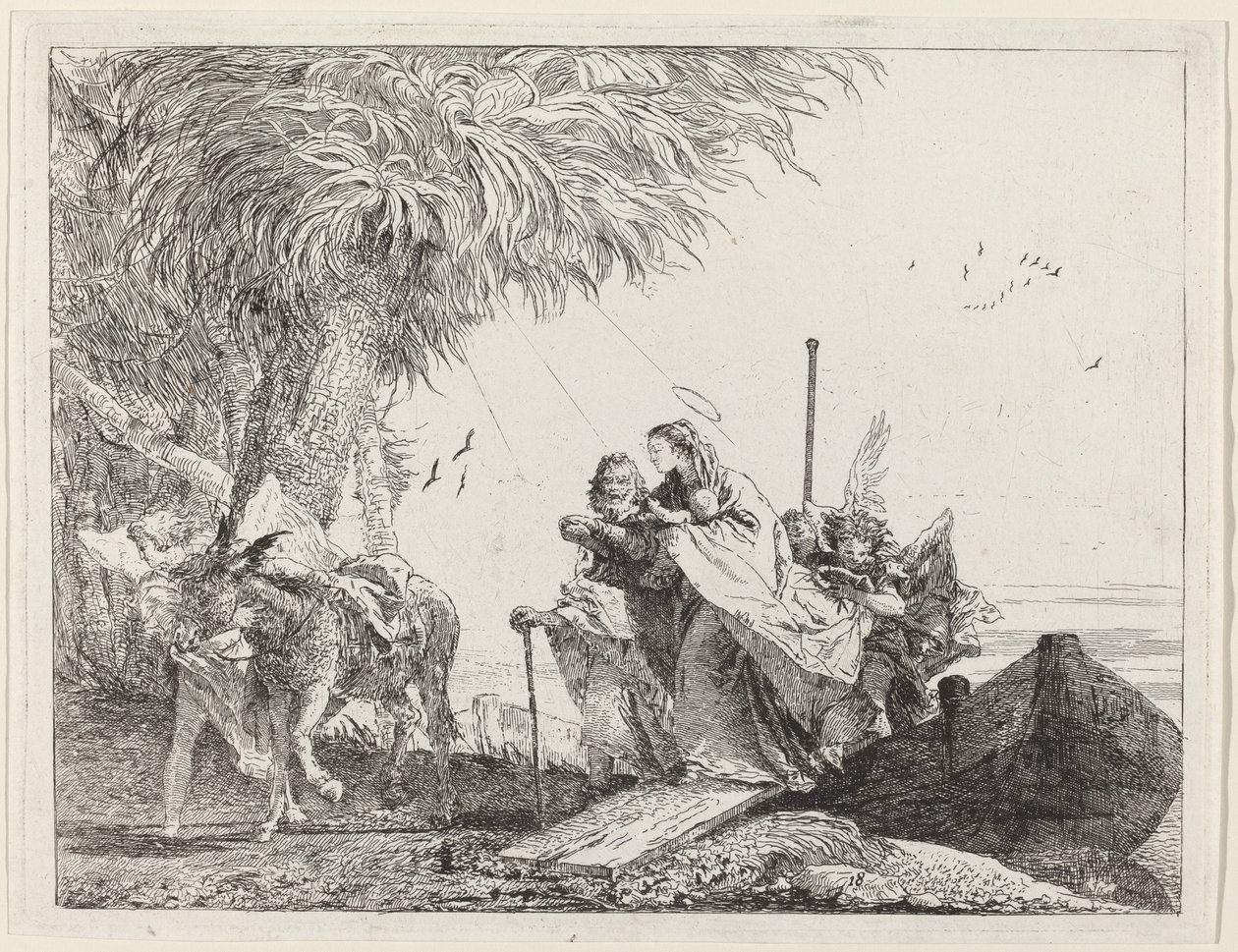 Vylodění Svaté rodiny od Giovanni Domenico Tiepolo