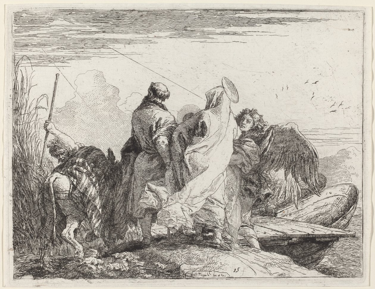 Svatá rodina se připravuje na nalodění od Giovanni Domenico Tiepolo