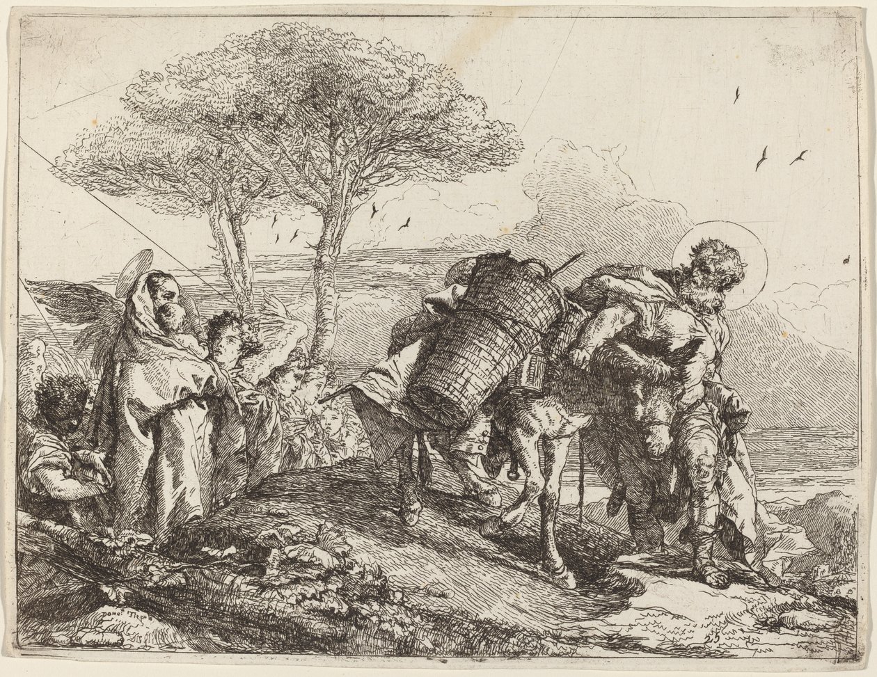 Madonna s dítětem vlevo, se souborem andělů od Giovanni Domenico Tiepolo