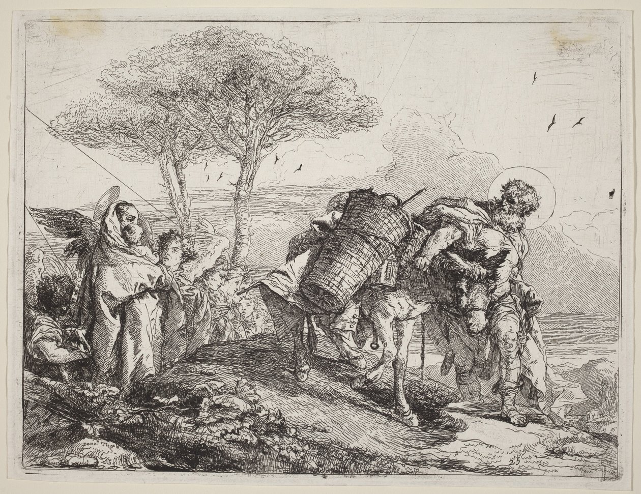 Madona s dítětem vlevo, obklopená řadou andělů od Giovanni Domenico Tiepolo
