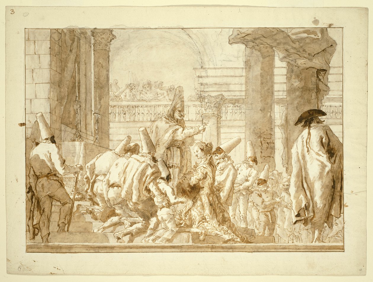 Sňatek Punchinellova otce od Giovanni Domenico Tiepolo