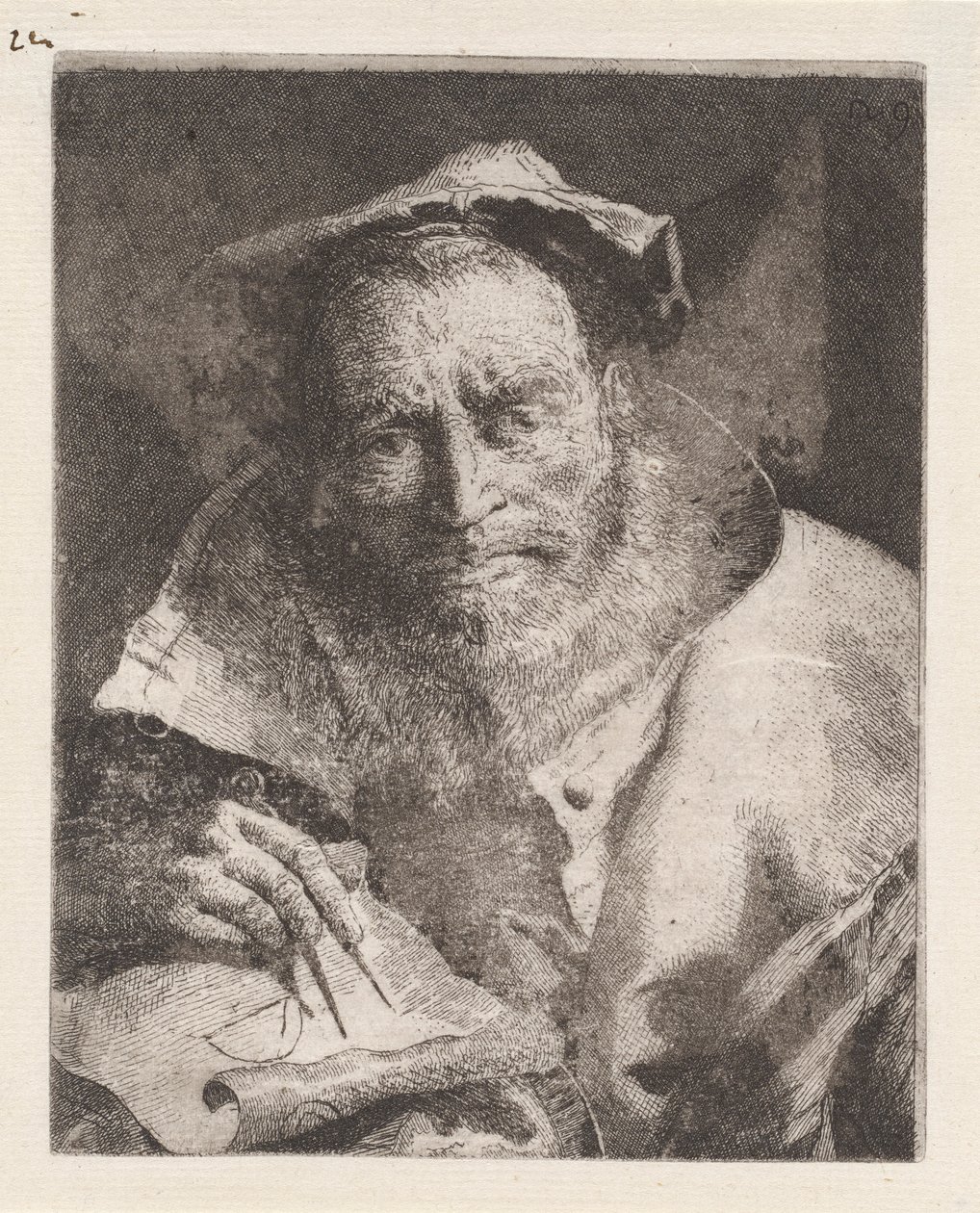 Matematik z Raccolta di Teste (sbírka hlav) od Giovanni Domenico Tiepolo