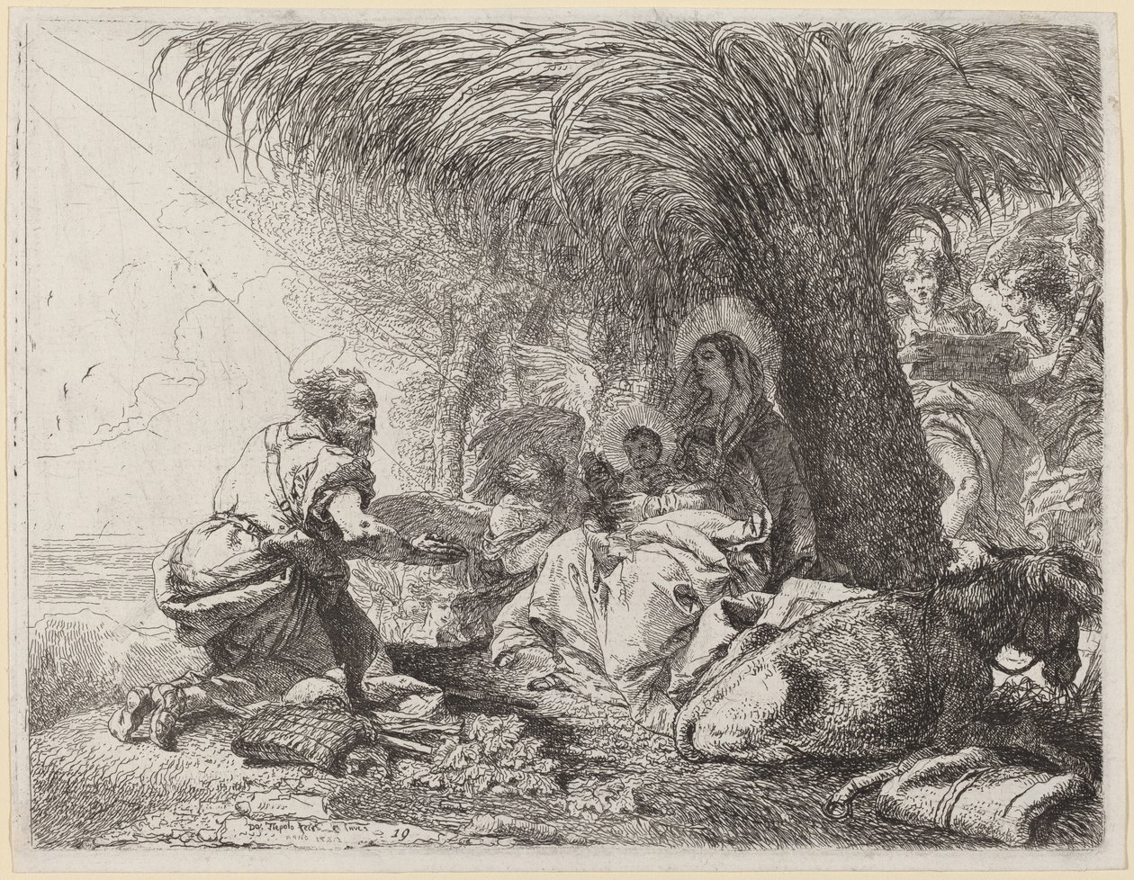 Zbytek na letu s Josephem v adoraci od Giovanni Domenico Tiepolo