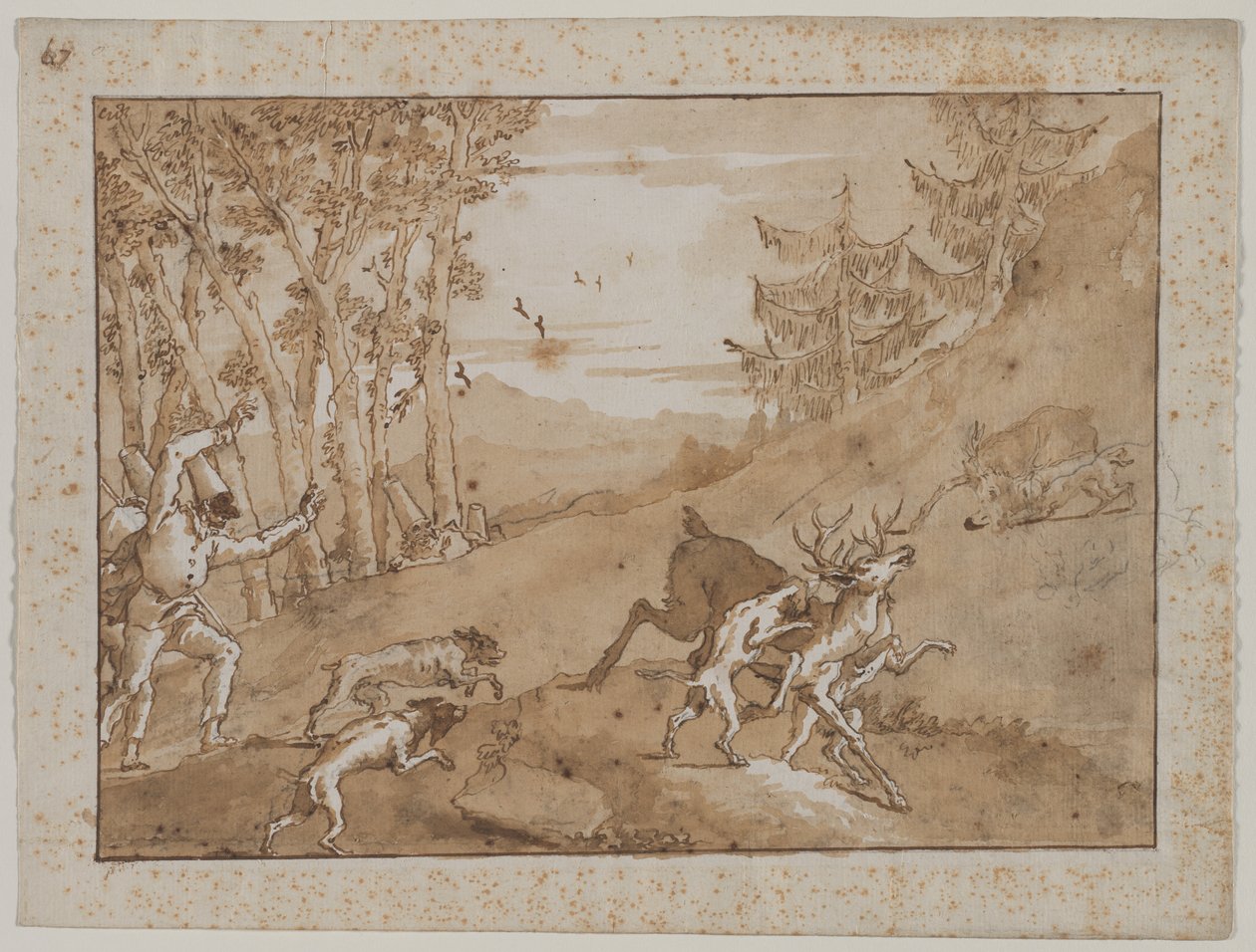 Lov na jelena od Giovanni Domenico Tiepolo