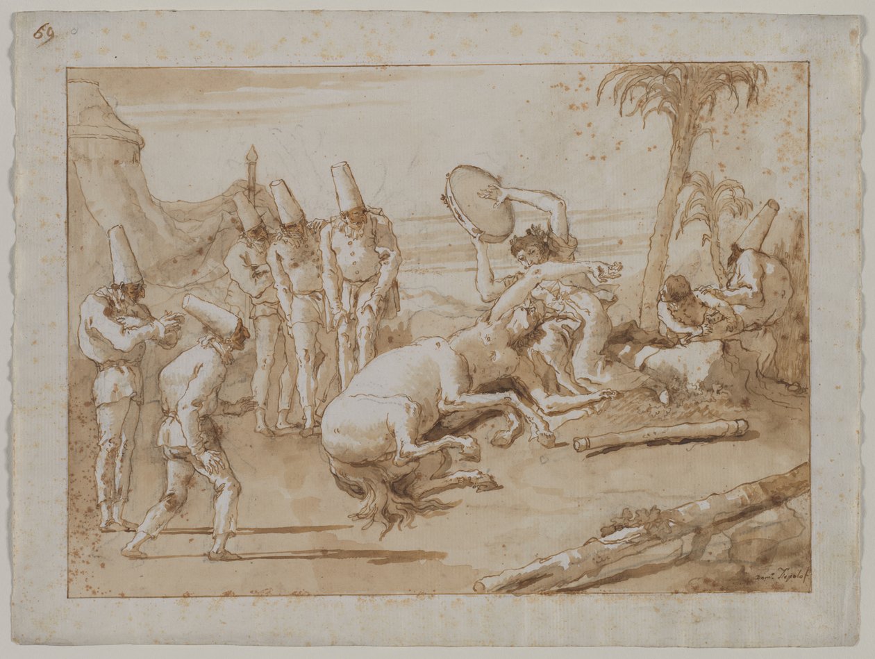 Žena s tamburínou od Giovanni Domenico Tiepolo