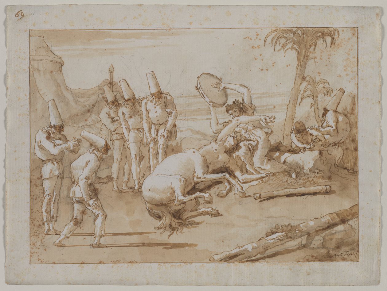 Žena s tamburínou, 90. léta 18. století. od Giovanni Domenico Tiepolo