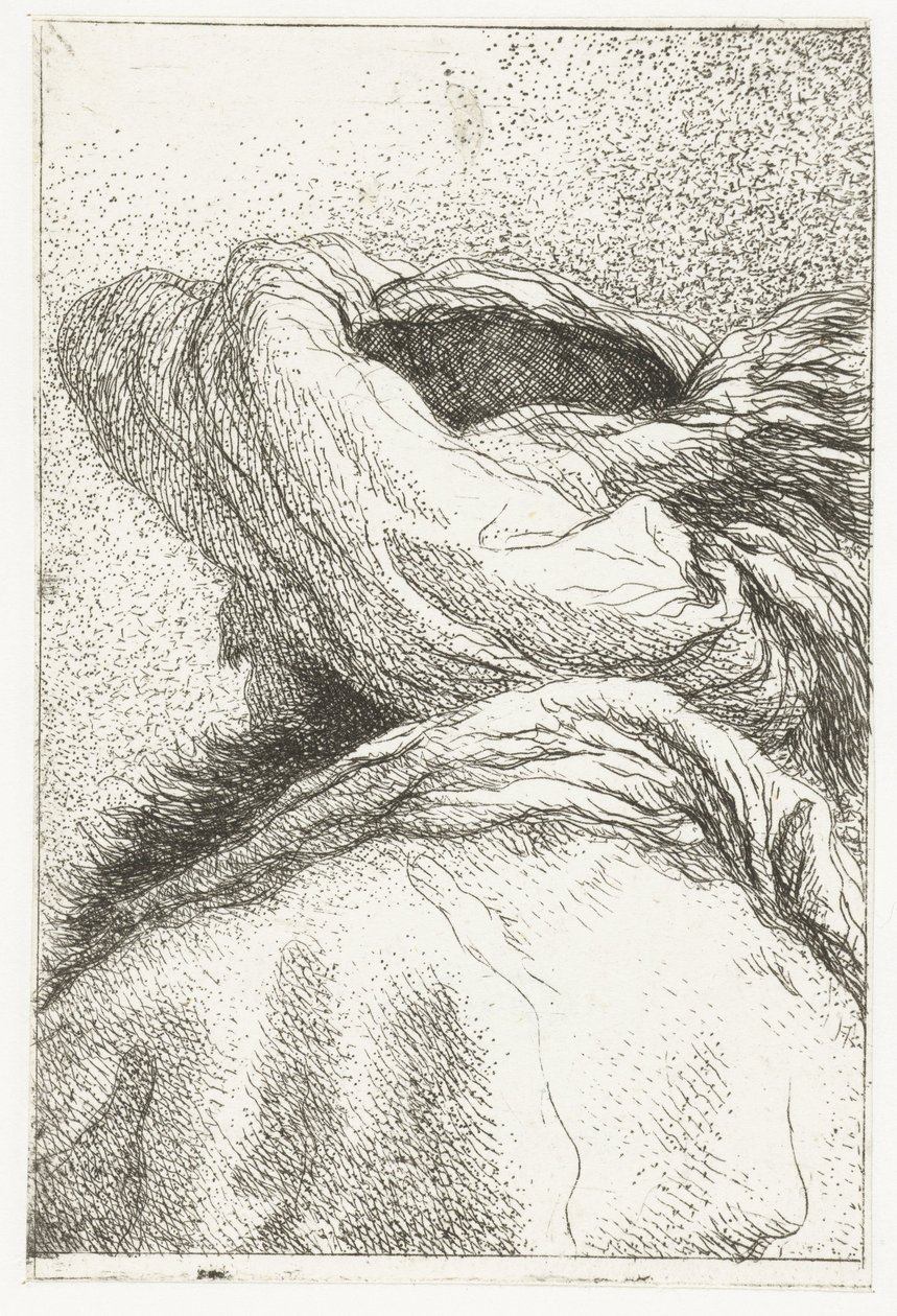 Turecký muž s hlavou odvrácenou v turbanu Sbírka hlav (název série) Raccolta di Teste (název série) od Giovanni Domenico Tiepolo
