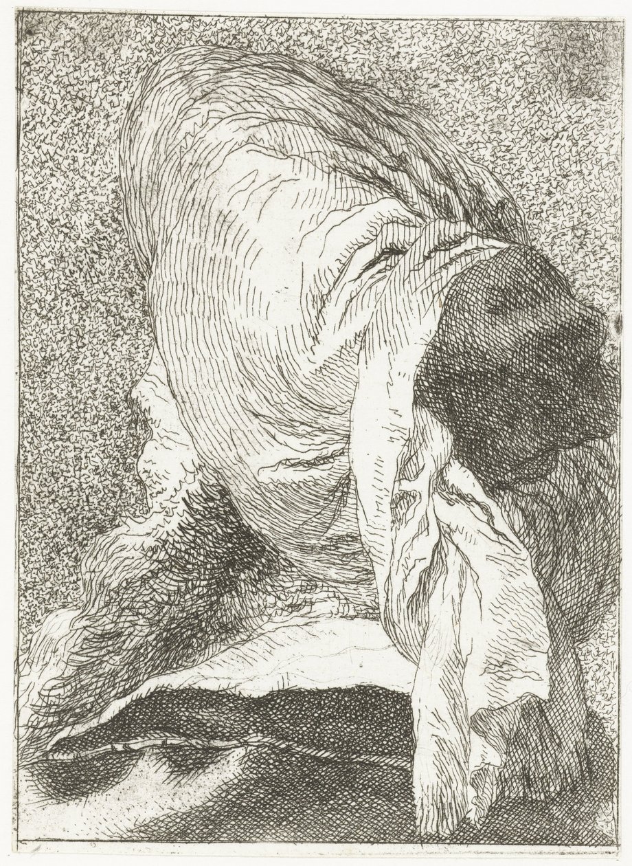 Turecký muž s hlavou odvrácenou v turbanu Sbírka hlav (název série) Raccolta di Teste (název série) od Giovanni Domenico Tiepolo