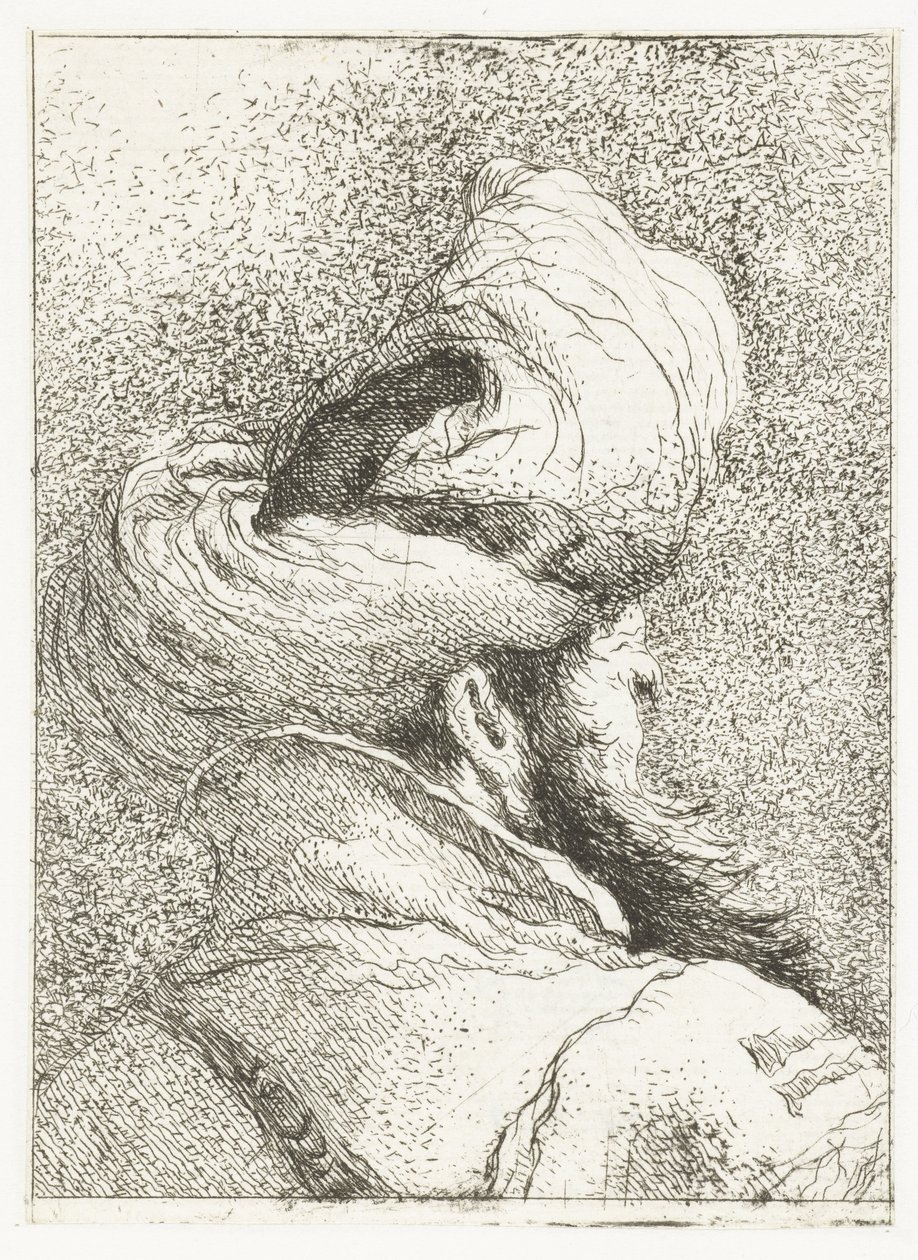 Turecký muž s turbanem od Giovanni Domenico Tiepolo