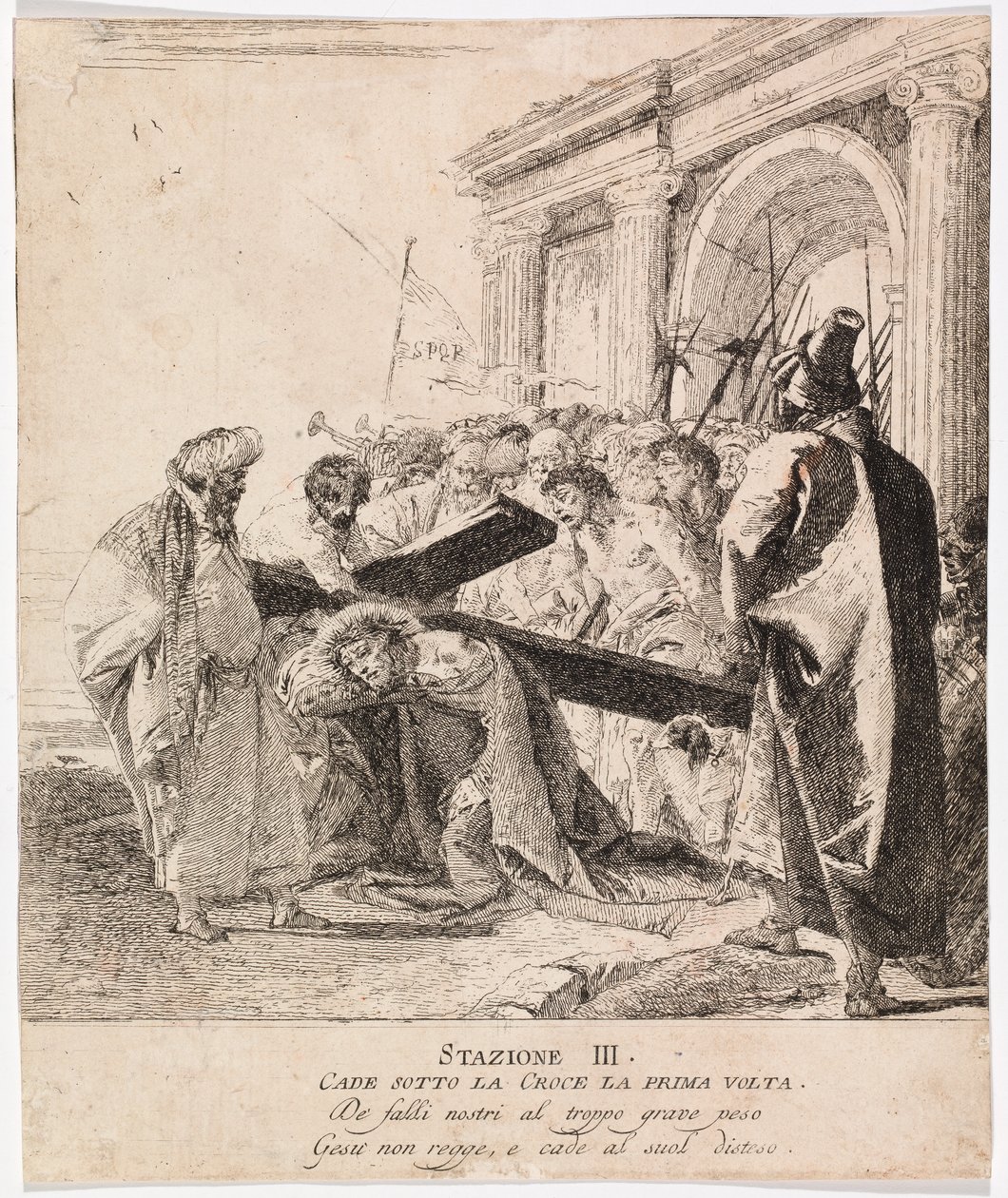 Via crucis - stanice III. Ježíš poprvé padá od Giovanni Domenico Tiepolo