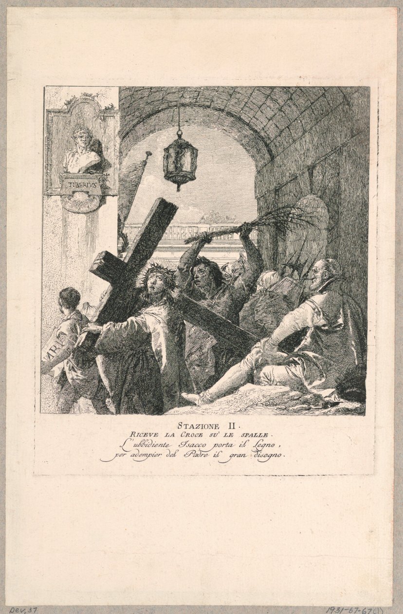 Via crucis - Stanice II, bere kříž na ramena od Giovanni Domenico Tiepolo