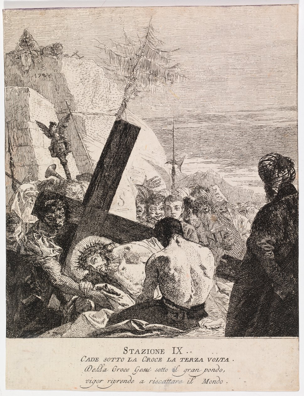 Via crucis - stanice IX. Ježíš padá potřetí od Giovanni Domenico Tiepolo