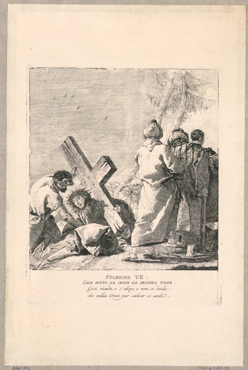 Via crucis - stanice VII, padá pod kříž podruhé od Giovanni Domenico Tiepolo